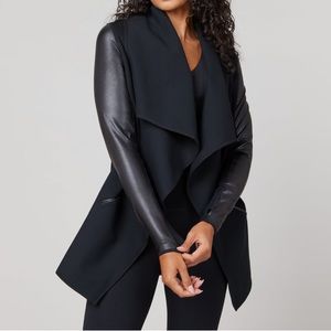{Spanx} Drape Front Faux Leather Jacket
